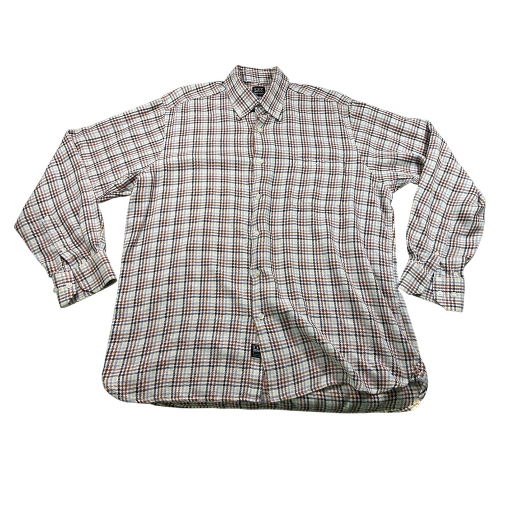 Ike Behar New York Plaid‎ Button Down Shirt Long Sleeve Men's Large